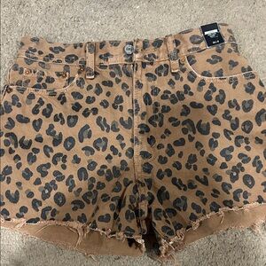 Abercrombie & Fitch Brown Leopard Print Jean Shorts